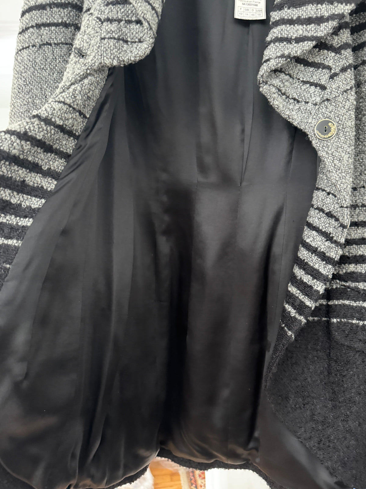 JOHN GALLIANO, Black and grey stripe mohair wool dovetail three-button jacket