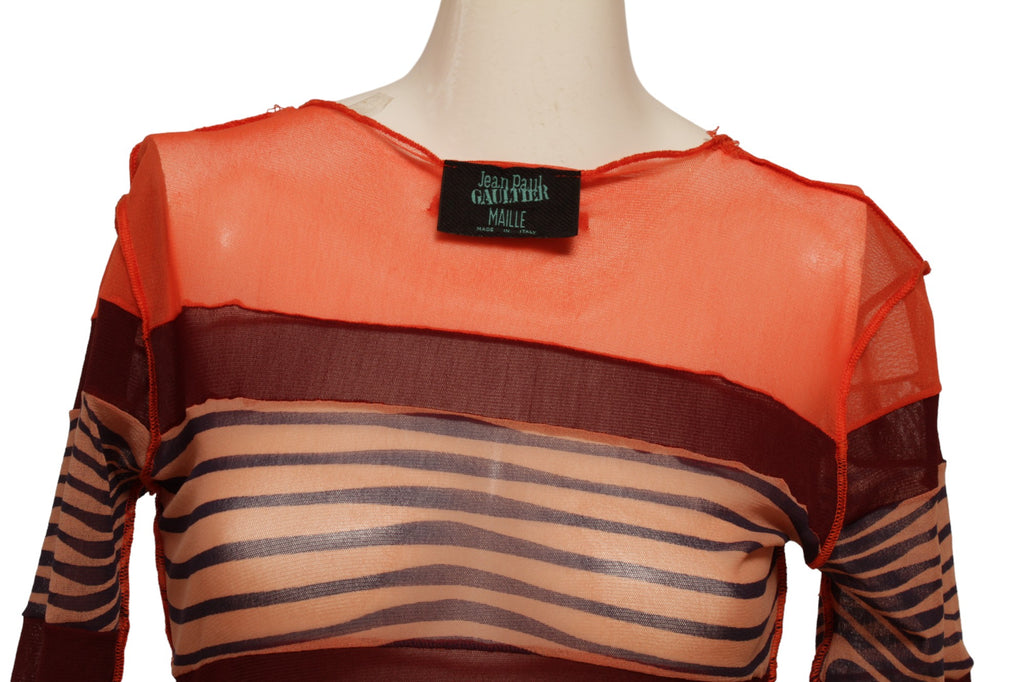 JEAN PAUL GAULTIER, SS1996 STRIPED MESH DRESS