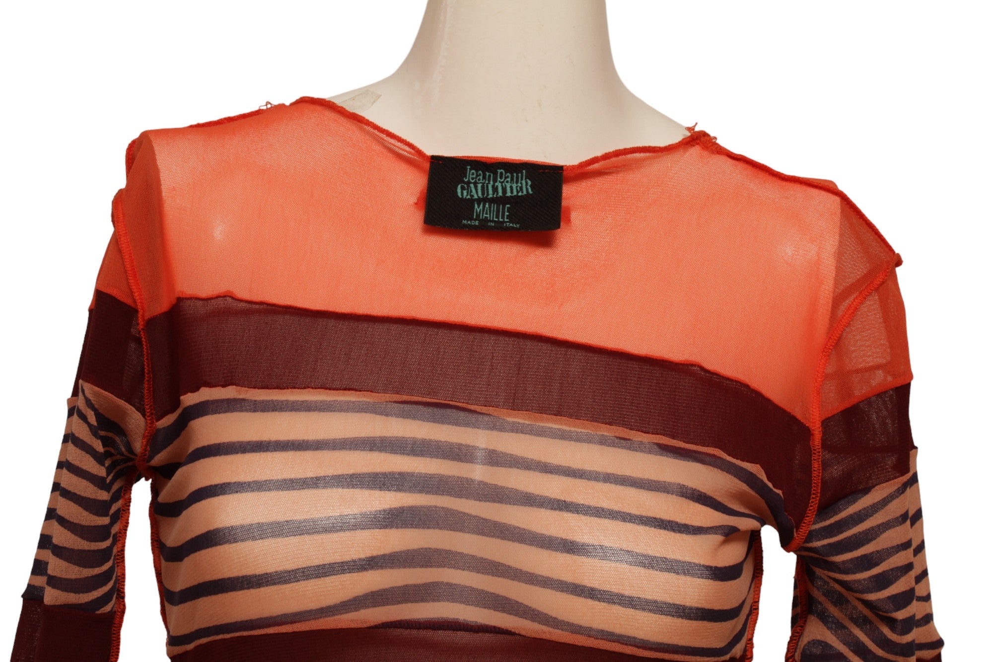 JEAN PAUL GAULTIER, SS1996 STRIPED MESH DRESS