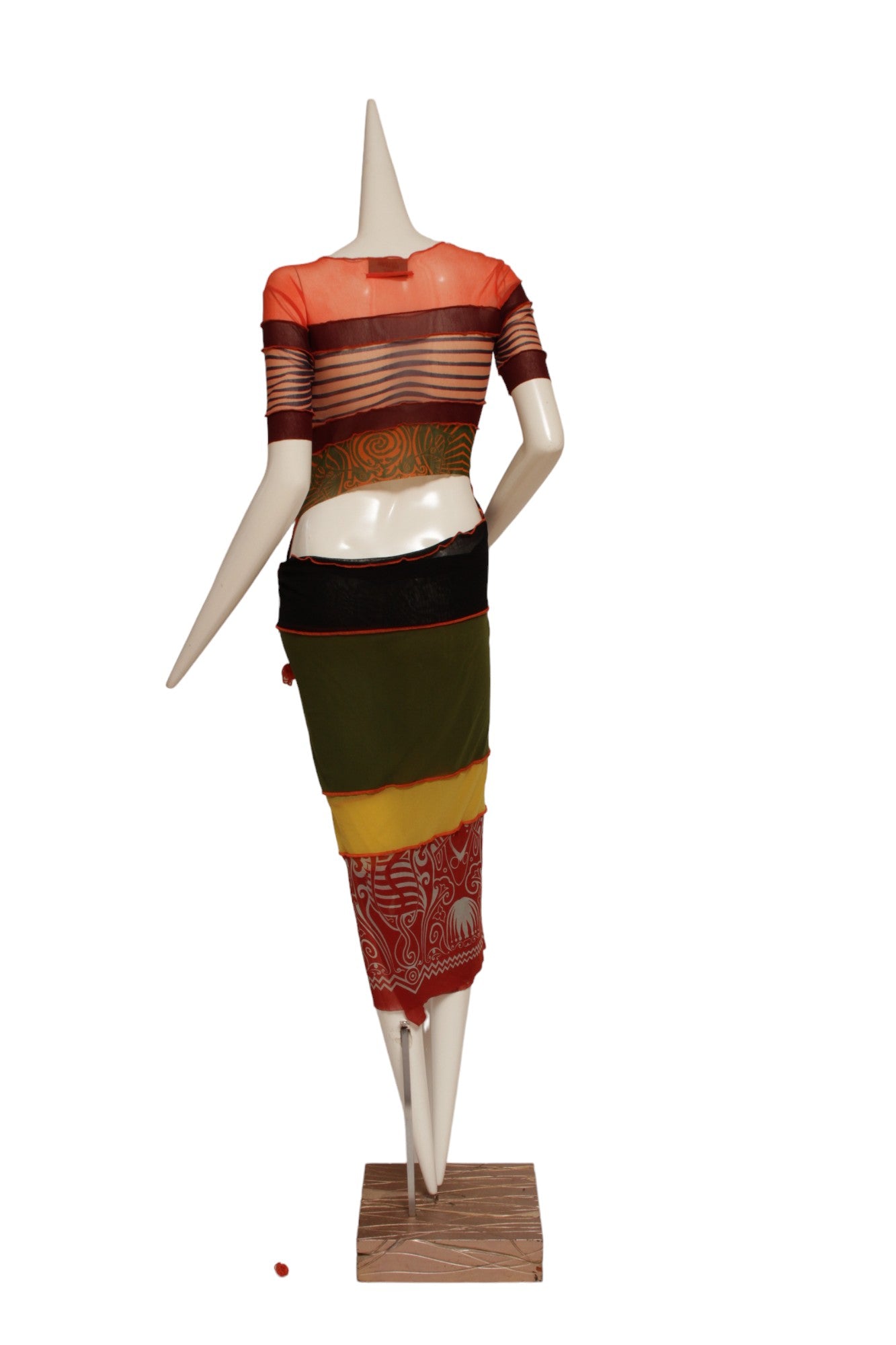 JEAN PAUL GAULTIER, SS1996 STRIPED MESH DRESS