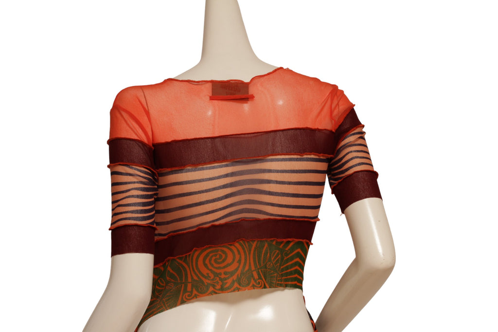 JEAN PAUL GAULTIER, SS1996 STRIPED MESH DRESS
