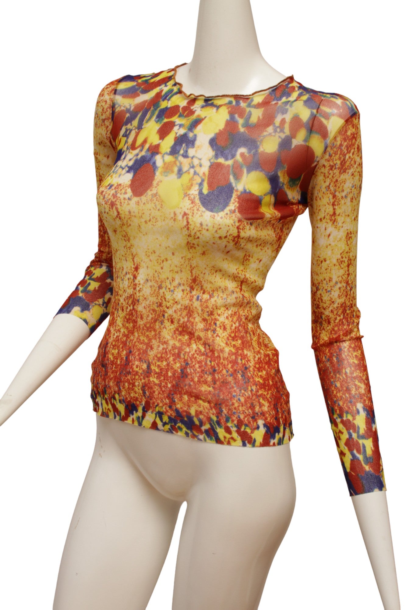 Jean Paul Gaultier Maille Red, Yellow, Blue Mesh Long sleeve Top
