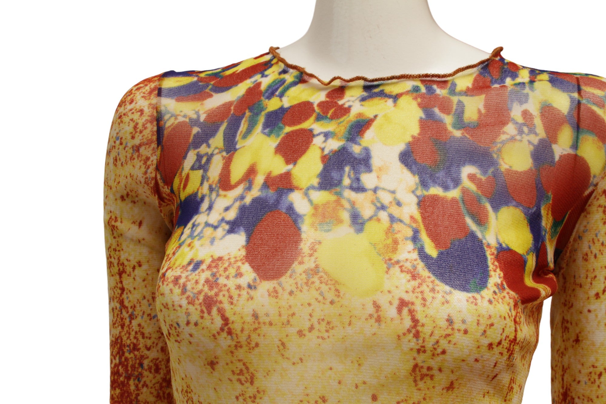 Jean Paul Gaultier Maille Red, Yellow, Blue Mesh Long sleeve Top