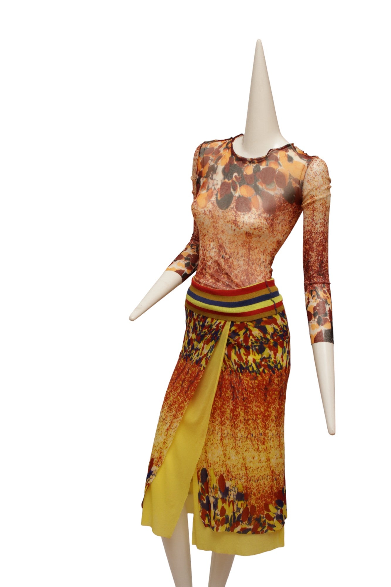 Jean Paul Gaultier Maille Red, Yellow, Blue Mesh Long sleeve Top