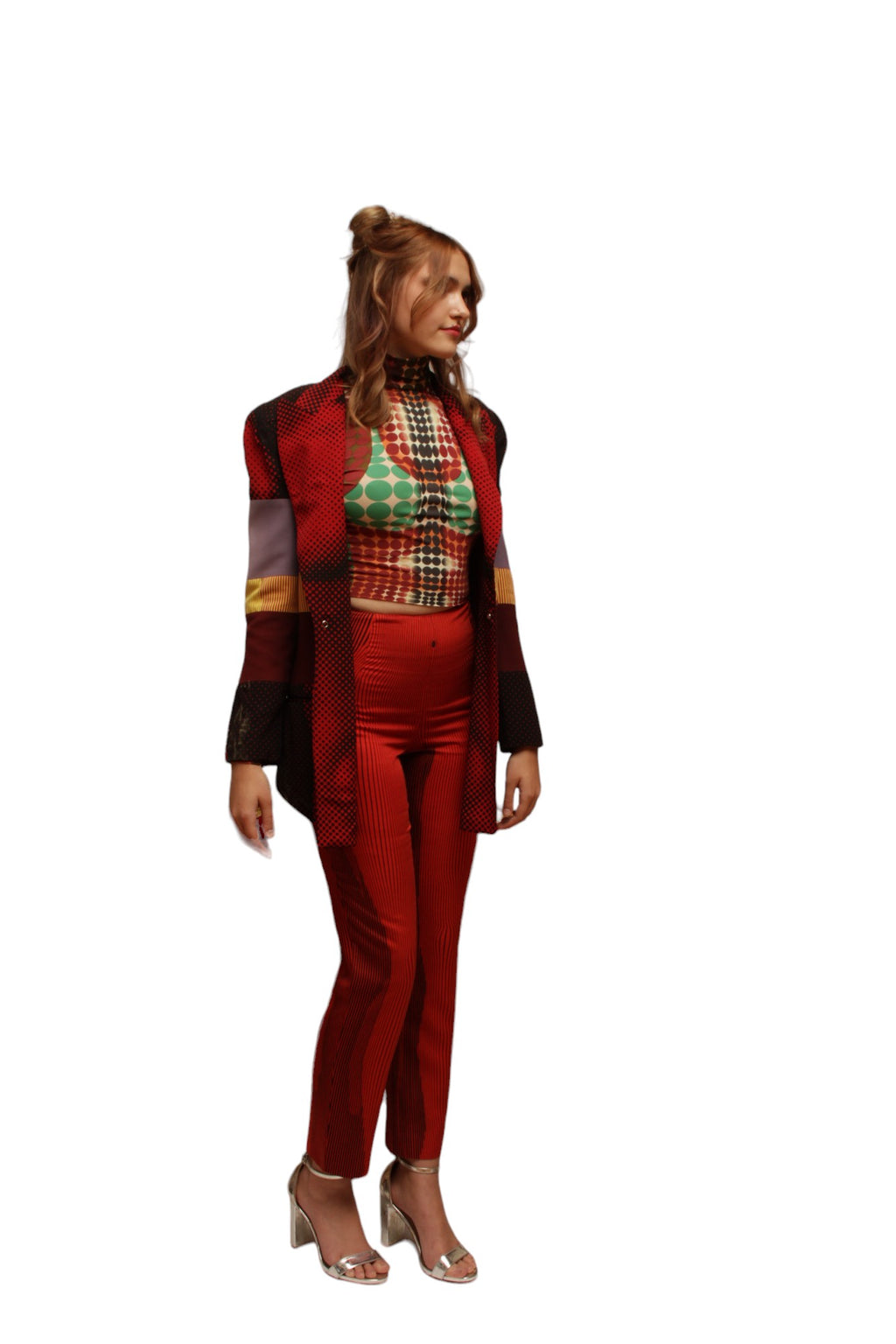 JEAN PAUL GAULTIER 1996 Vintage Maille Cyber Dot Top Turtle Neck Long Sleeve