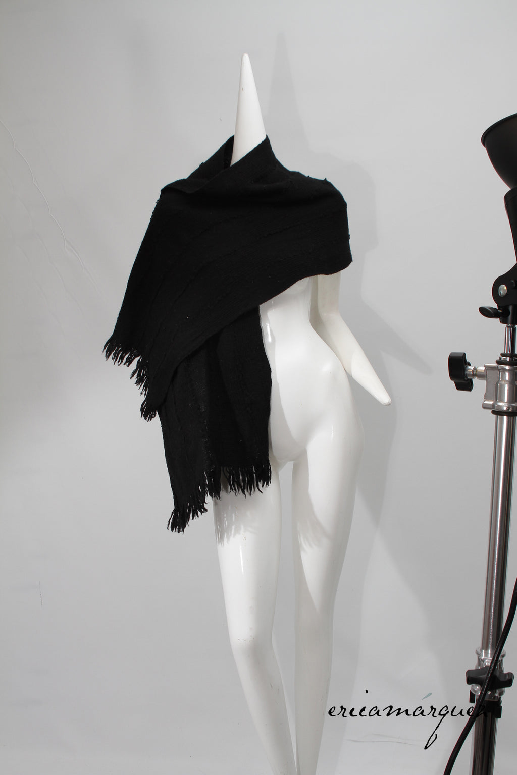 ISSEY SPORT, Oversize Black Wool Saori Weave Scarf