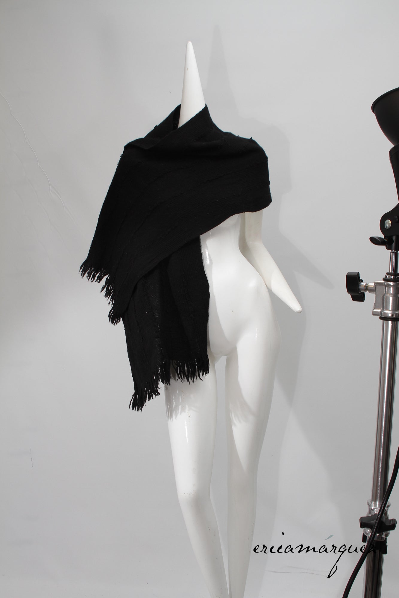 ISSEY SPORT, Oversize Black Wool Saori Weave Scarf