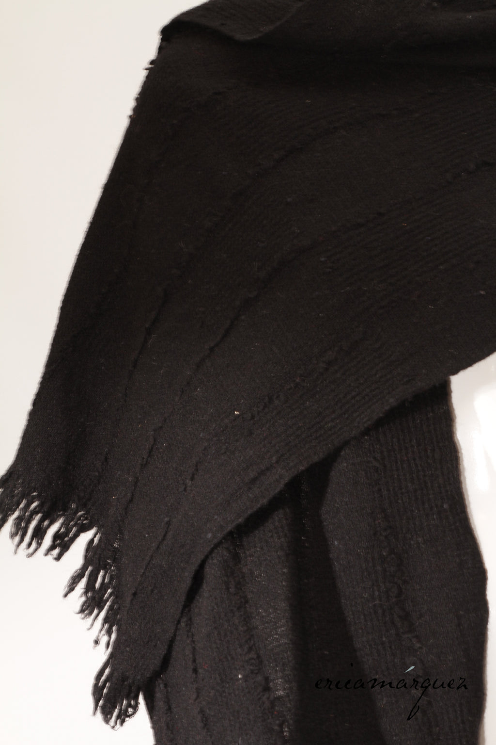 ISSEY SPORT, Oversize Black Wool Saori Weave Scarf