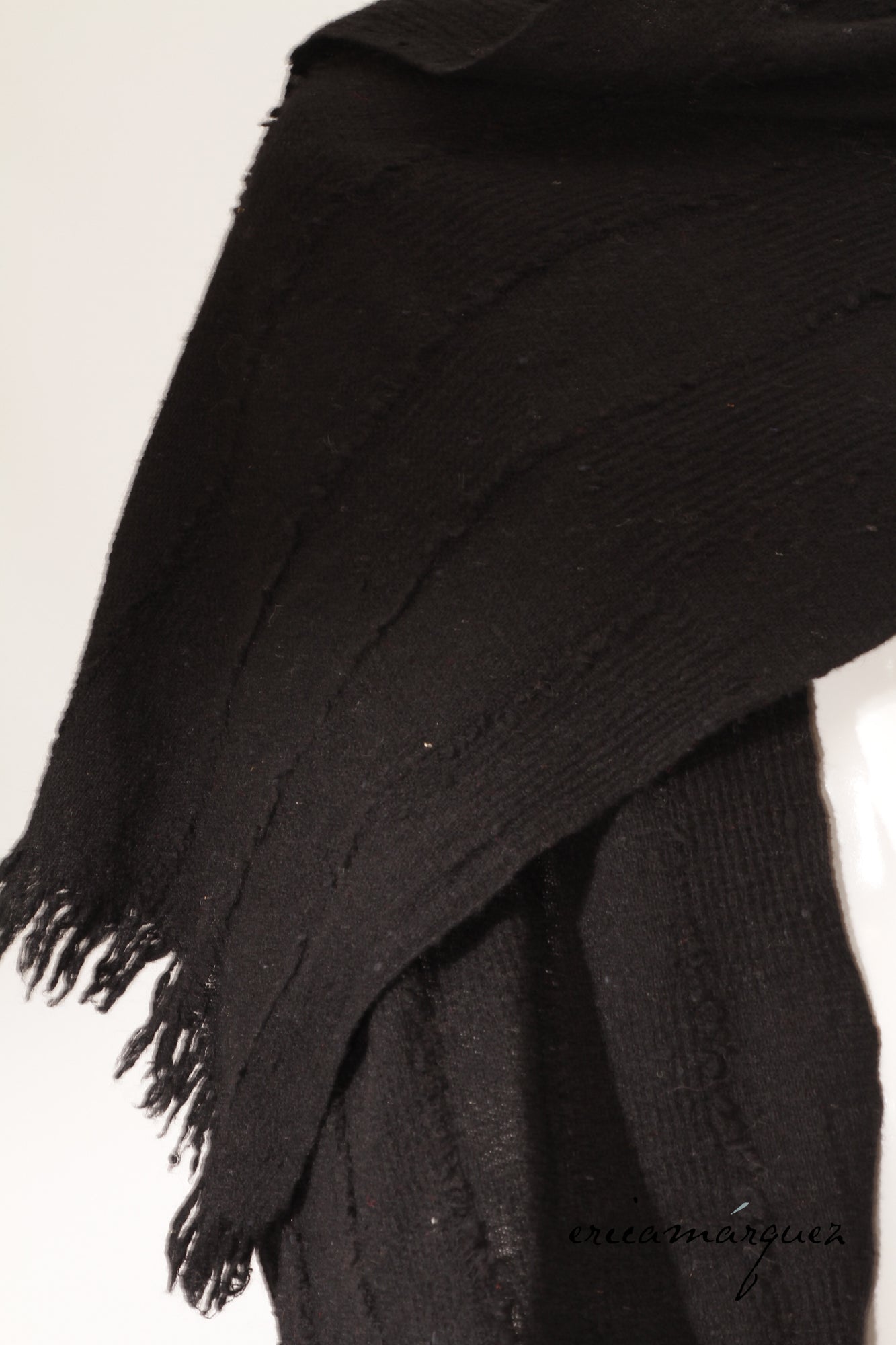 ISSEY SPORT, Oversize Black Wool Saori Weave Scarf
