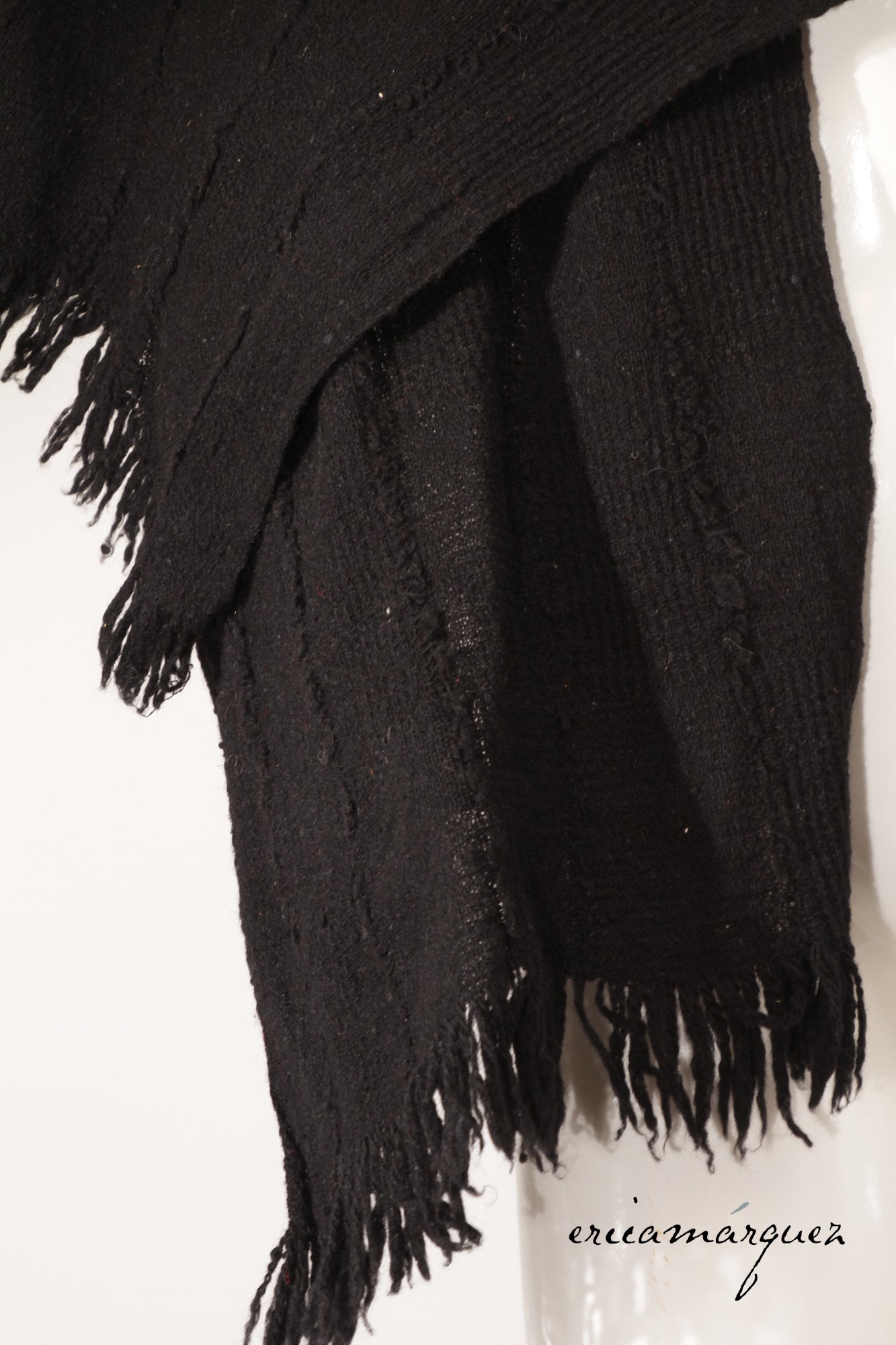 ISSEY SPORT, Oversize Black Wool Saori Weave Scarf