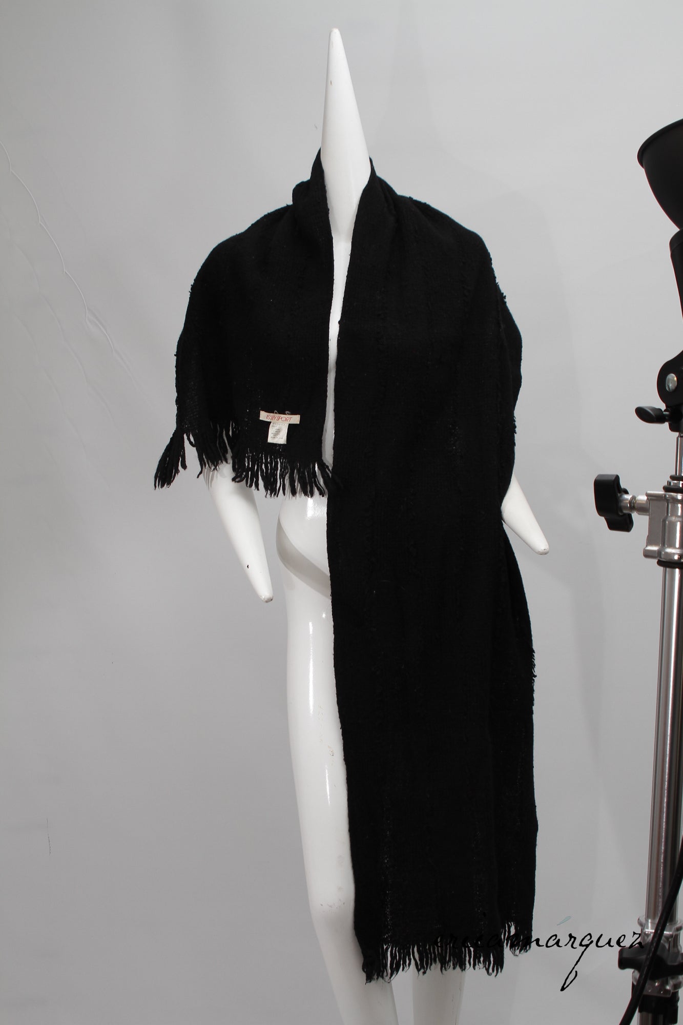 ISSEY SPORT, Oversize Black Wool Saori Weave Scarf