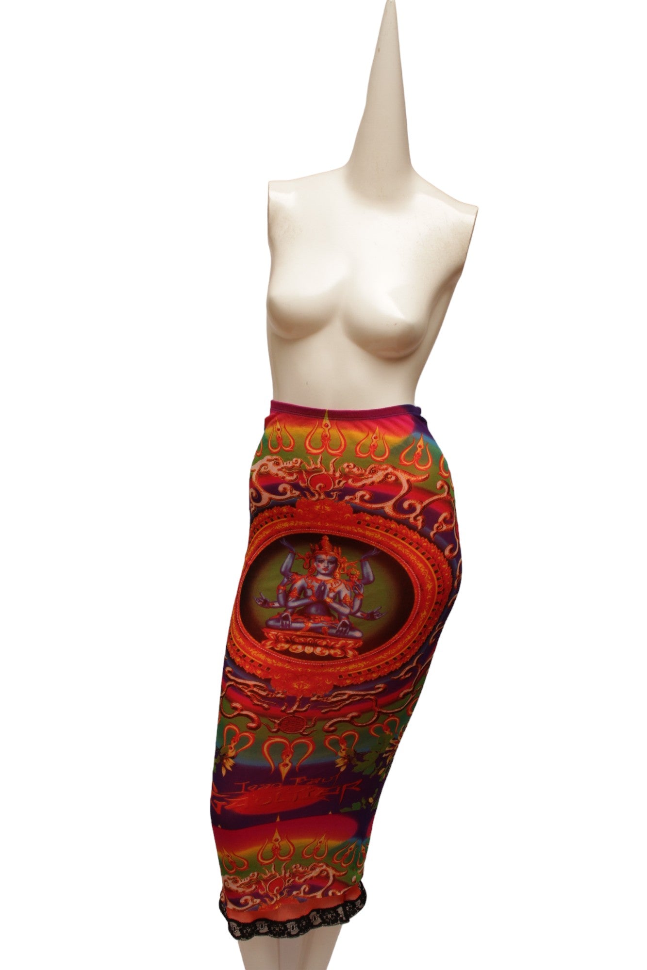 JEAN PAUL GAULTIER, Maille, MESH, Hindu G-d Shiva Butterfly Tattoo Convertible Long Skirt or Tube Dress