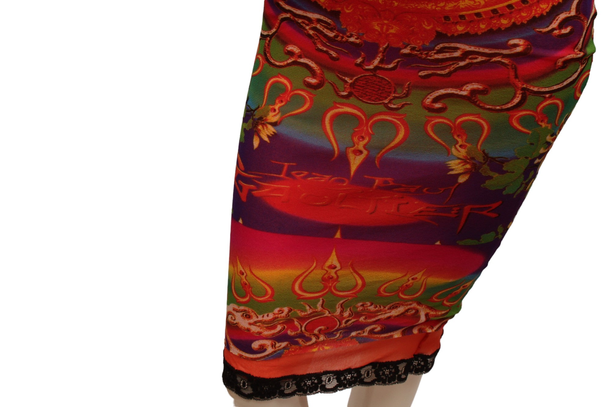 JEAN PAUL GAULTIER, Maille, MESH, Hindu G-d Shiva Butterfly Tattoo Convertible Long Skirt or Tube Dress