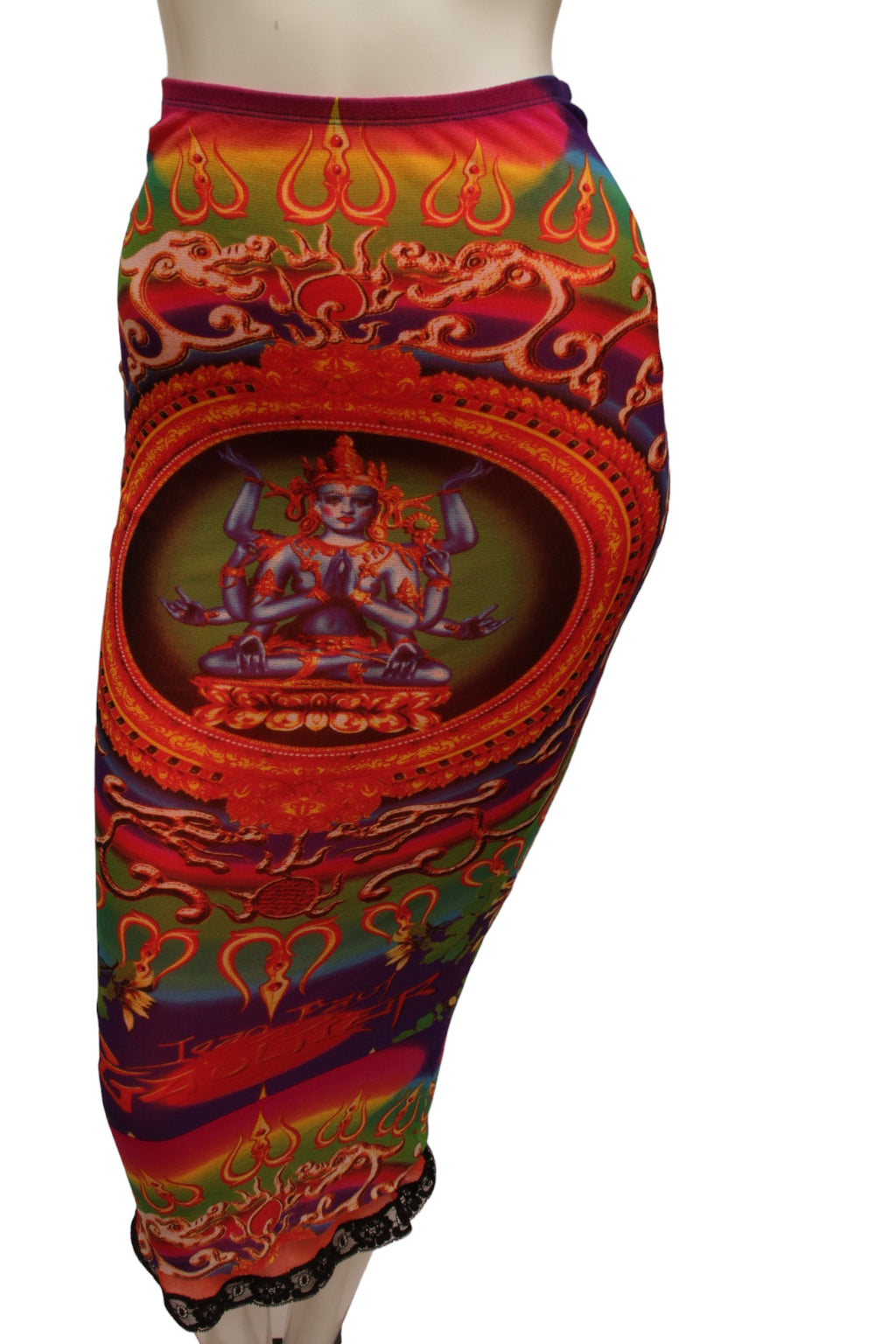 JEAN PAUL GAULTIER, Maille, MESH, Hindu G-d Shiva Butterfly Tattoo Convertible Long Skirt or Tube Dress