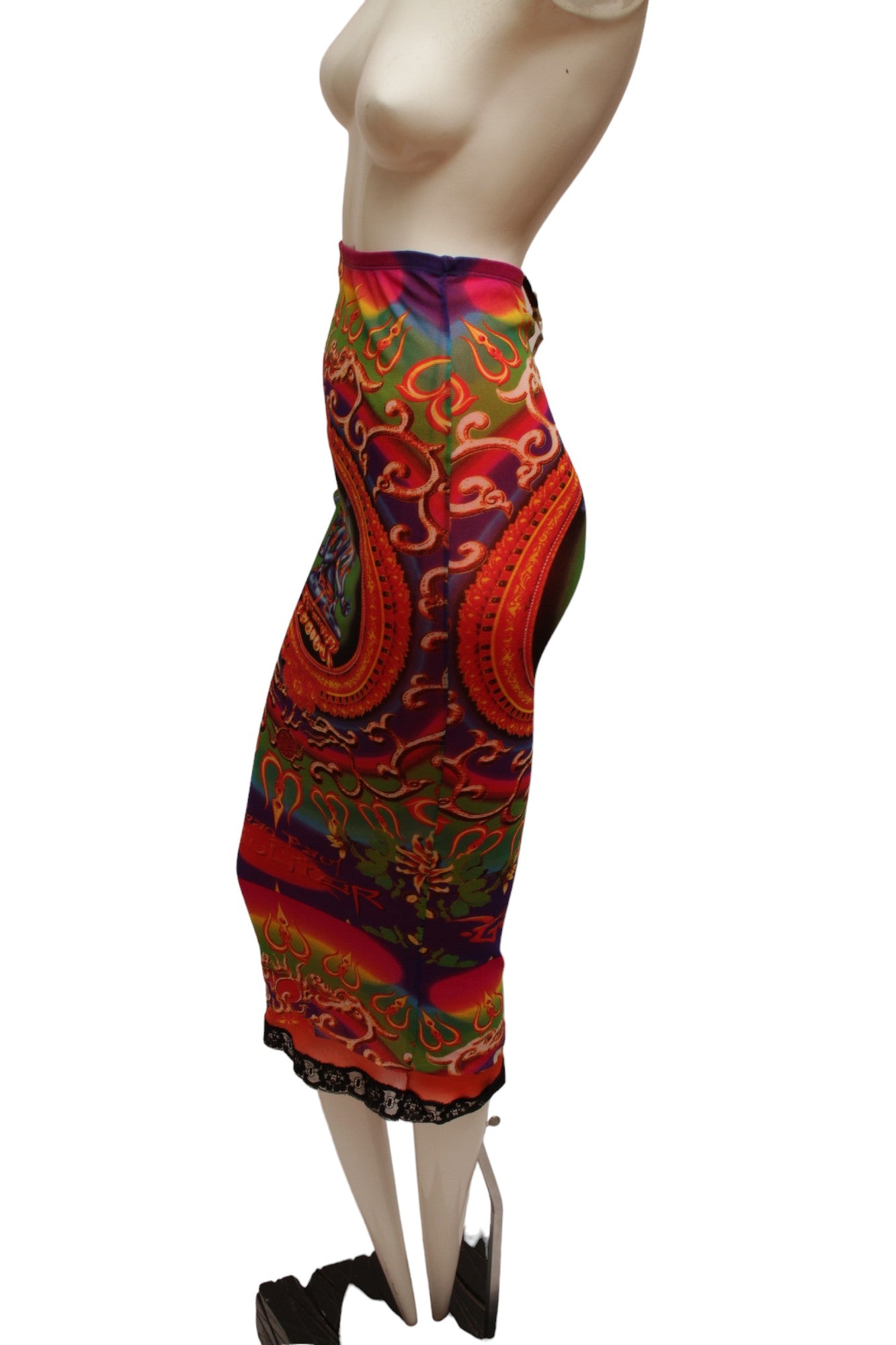 JEAN PAUL GAULTIER, Maille, MESH, Hindu G-d Shiva Butterfly Tattoo Convertible Long Skirt or Tube Dress