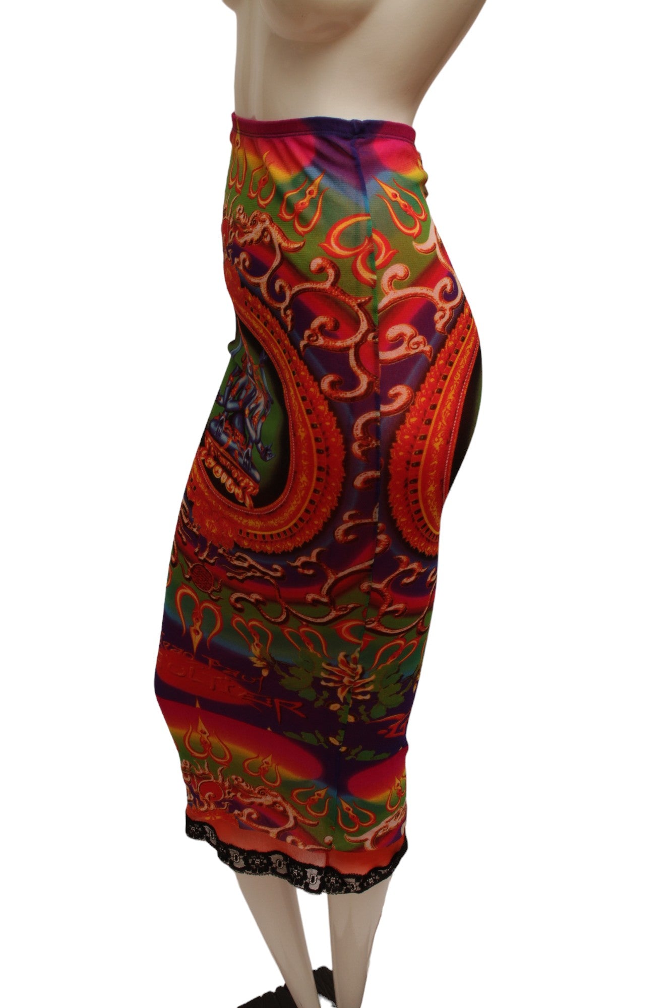 JEAN PAUL GAULTIER, Maille, MESH, Hindu G-d Shiva Butterfly Tattoo Convertible Long Skirt or Tube Dress
