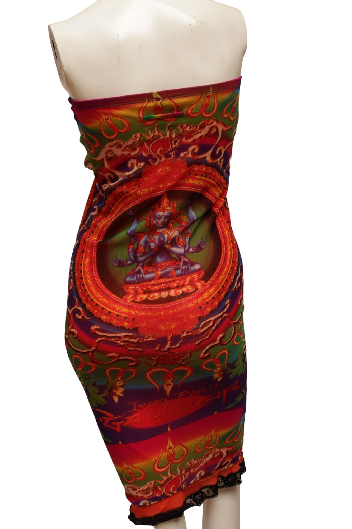 JEAN PAUL GAULTIER, Maille, MESH, Hindu G-d Shiva Butterfly Tattoo Convertible Long Skirt or Tube Dress