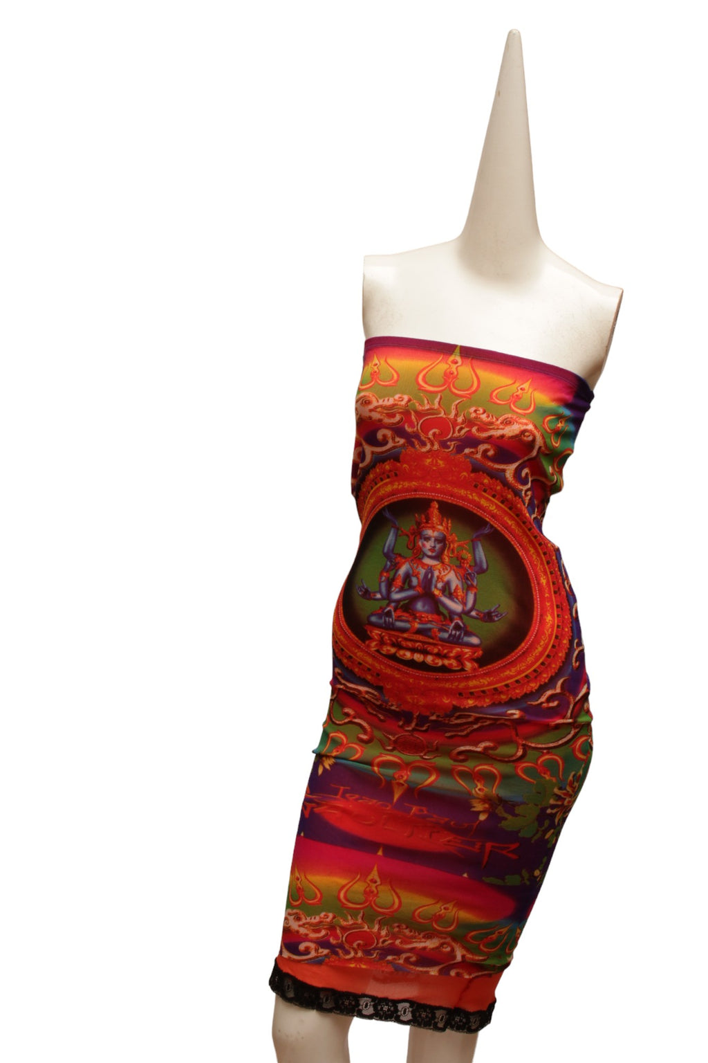 JEAN PAUL GAULTIER, Maille, MESH, Hindu G-d Shiva Butterfly Tattoo Convertible Long Skirt or Tube Dress