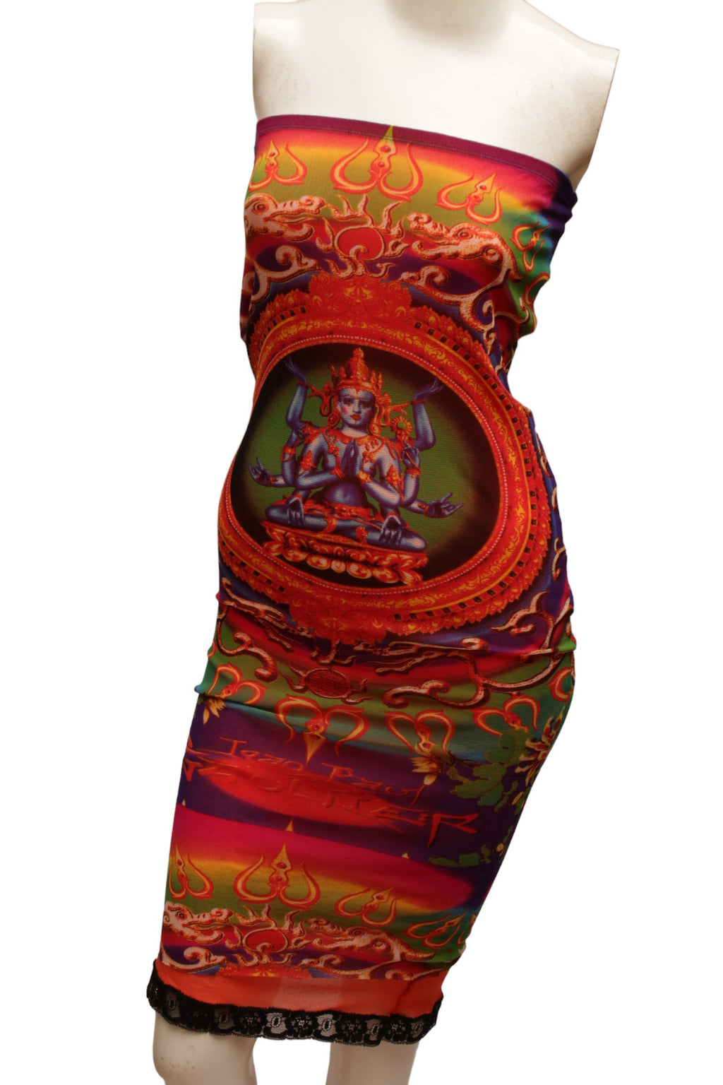 JEAN PAUL GAULTIER, Maille, MESH, Hindu G-d Shiva Butterfly Tattoo Convertible Long Skirt or Tube Dress