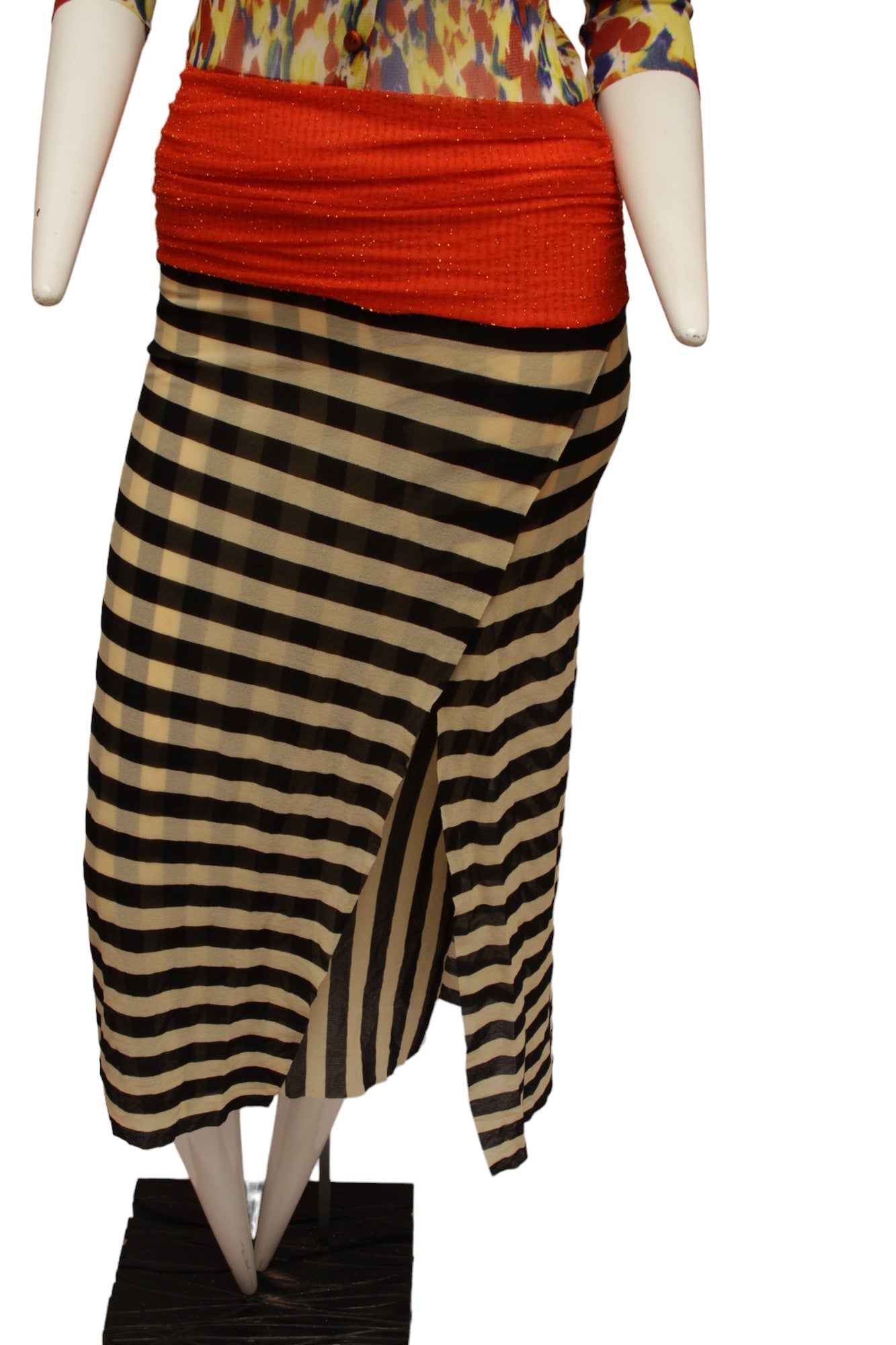 JEAN PAUL GAULTIER, Maille, 1997 S/S, Optical illusion dress with v-neck, long sleeves