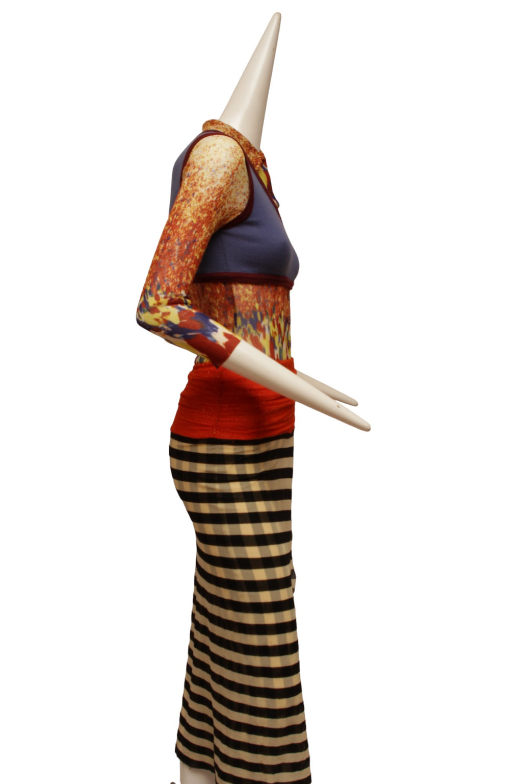 JEAN PAUL GAULTIER, Maille, 1997 S/S, Optical illusion dress with v-neck, long sleeves