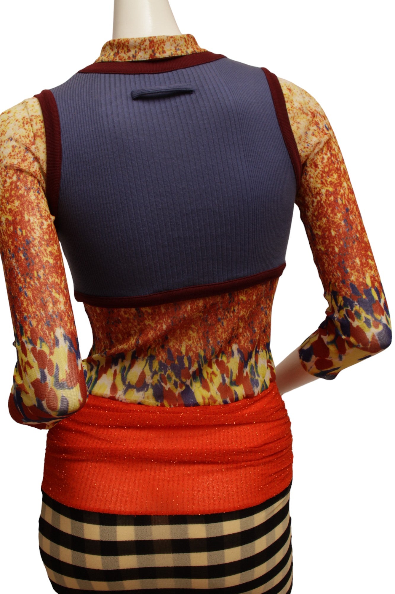 JEAN PAUL GAULTIER, Maille, 1997 S/S, Optical illusion dress with v-neck, long sleeves