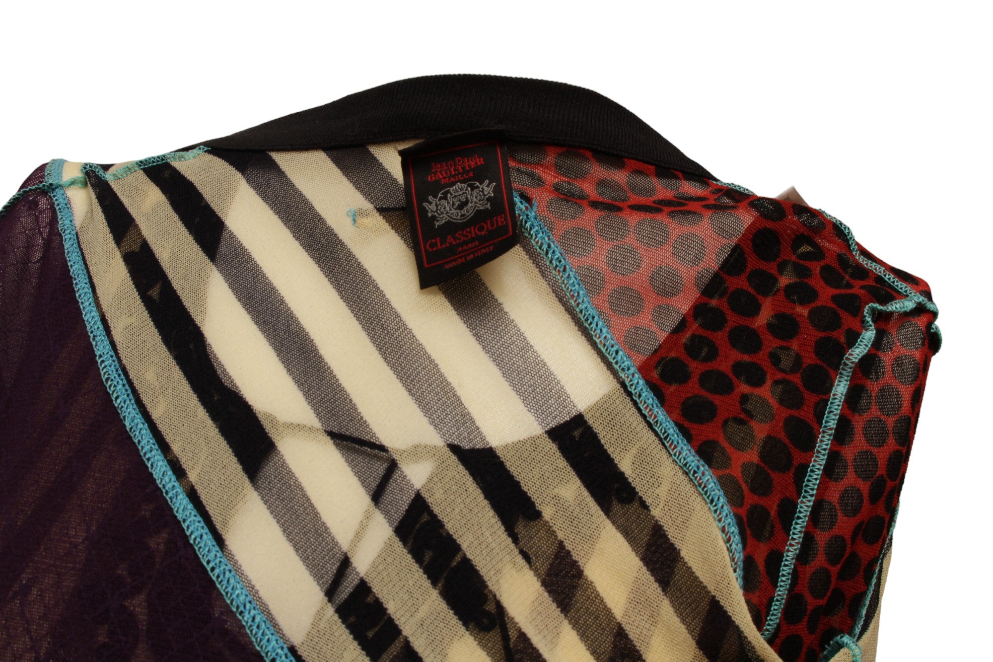 Jean Paul Gaultier Classique Maille Pattern Blocked Button Up Long Draper