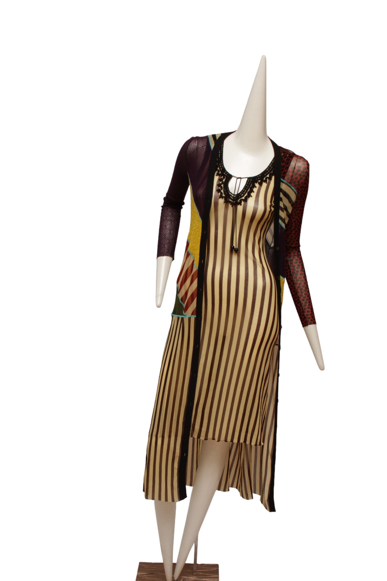 Jean Paul Gaultier Classique Maille Pattern Blocked Button Up Long Draper