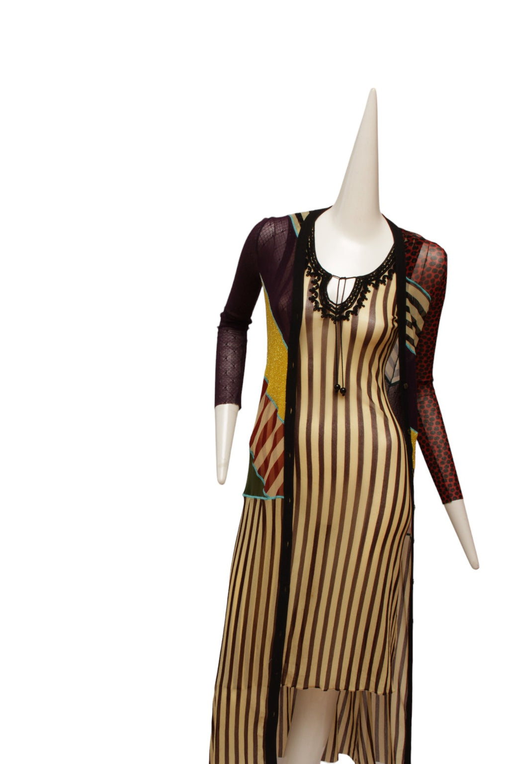 Jean Paul Gaultier Classique Maille Pattern Blocked Button Up Long Draper