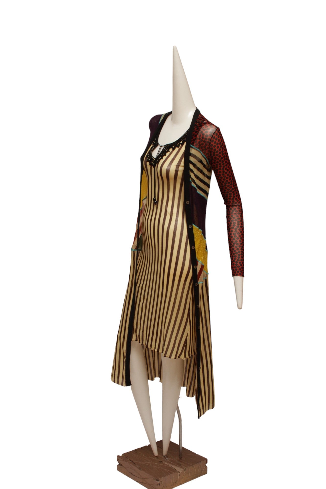 Jean Paul Gaultier Classique Maille Pattern Blocked Button Up Long Draper