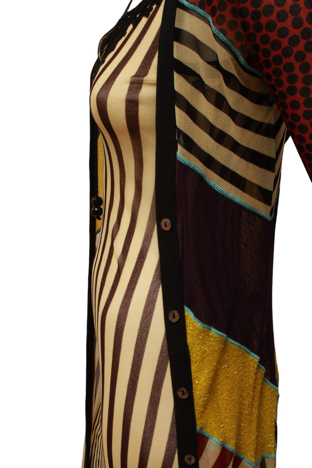 Jean Paul Gaultier Classique Maille Pattern Blocked Button Up Long Draper