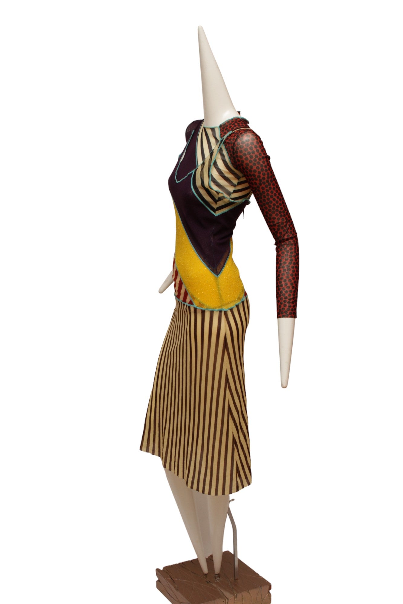 Jean Paul Gaultier Classique Maille Pattern Blocked Button Up Long Draper