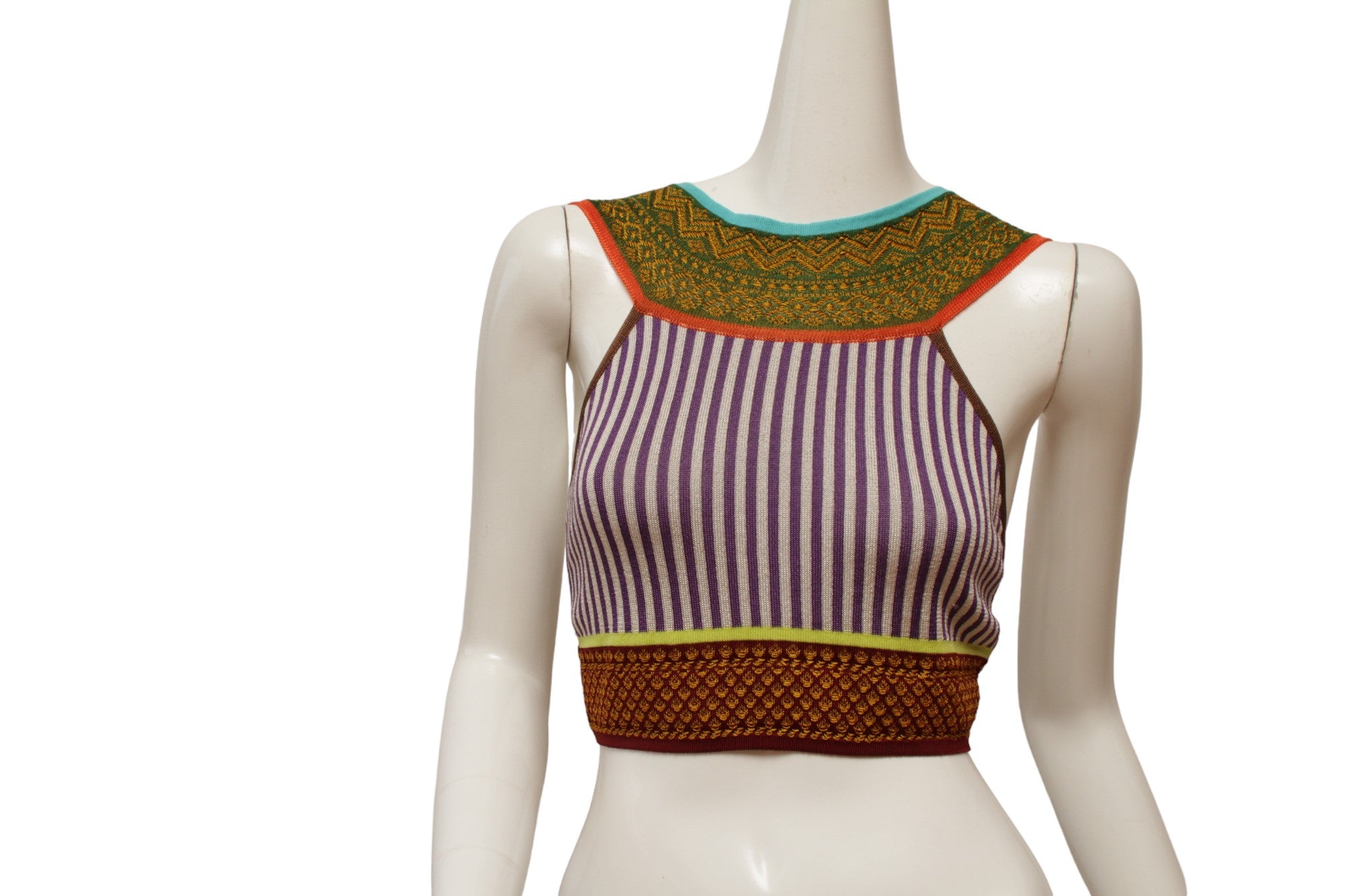 Jean Paul Gaultier Maille Colorful Print Blocked Crop Top