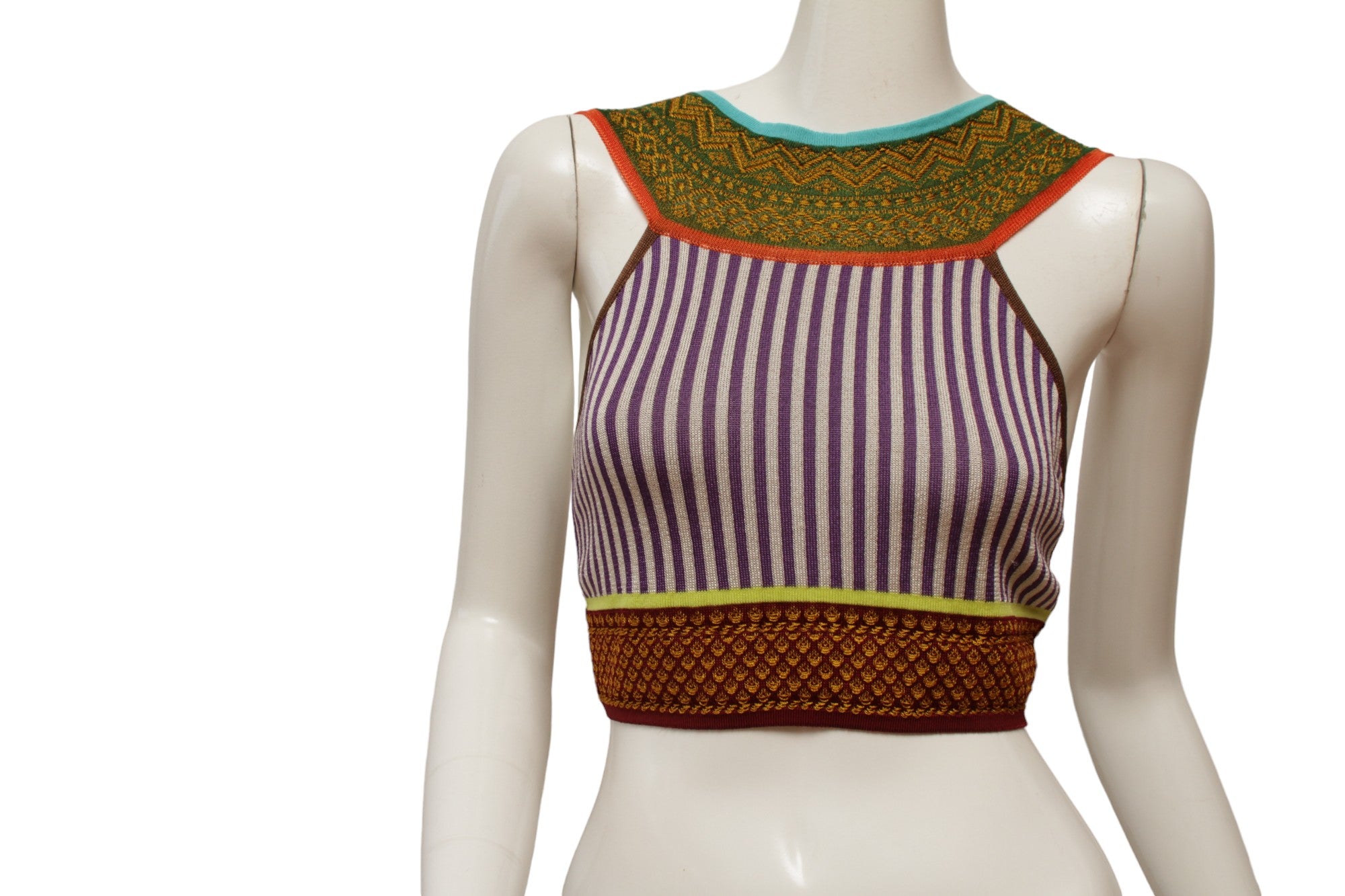 Jean Paul Gaultier Maille Colorful Print Blocked Crop Top