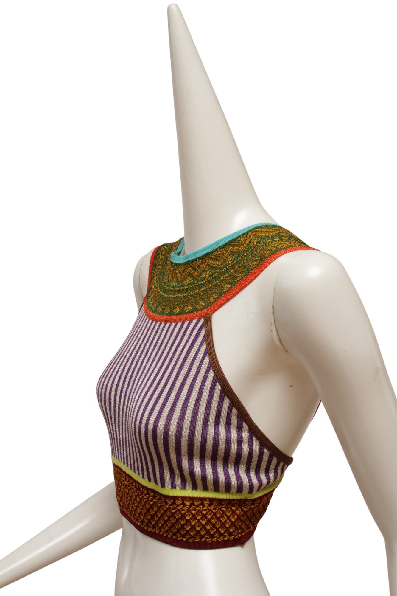 Jean Paul Gaultier Maille Colorful Print Blocked Crop Top