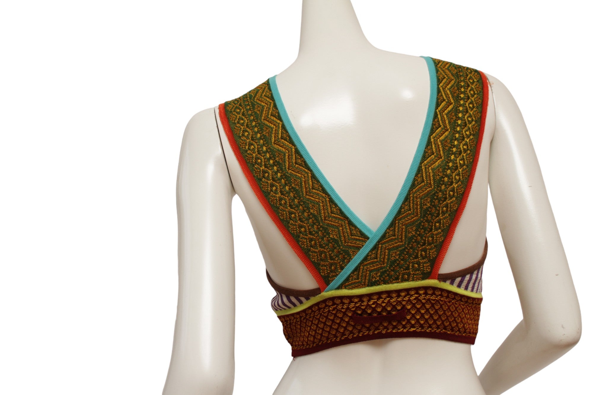 Jean Paul Gaultier Maille Colorful Print Blocked Crop Top