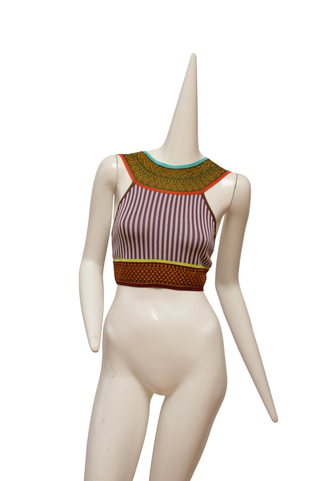 Jean Paul Gaultier Maille Colorful Print Blocked Crop Top