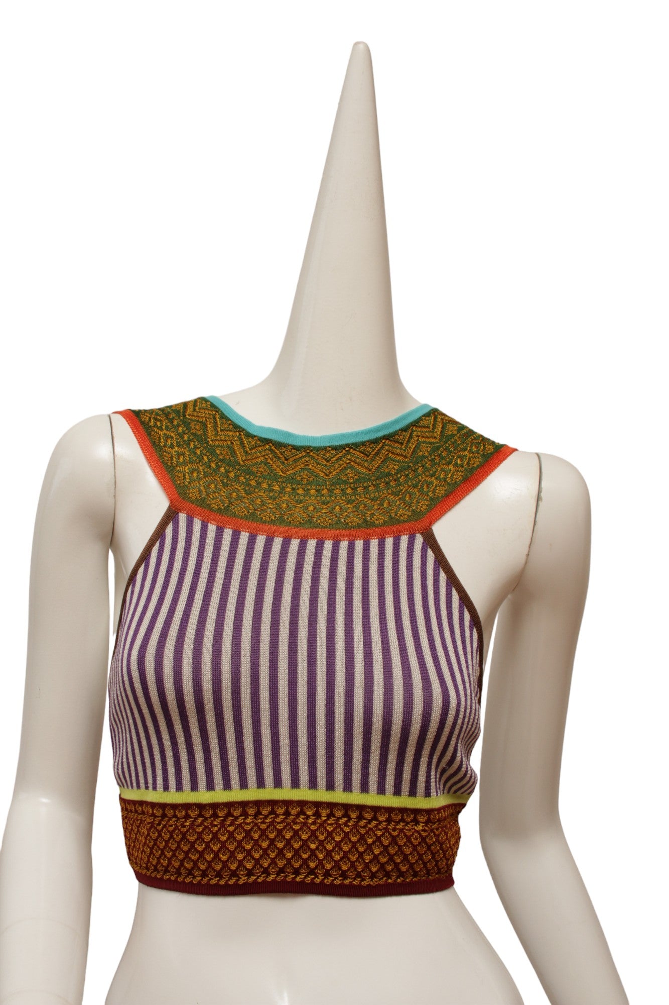 Jean Paul Gaultier Maille Colorful Print Blocked Crop Top