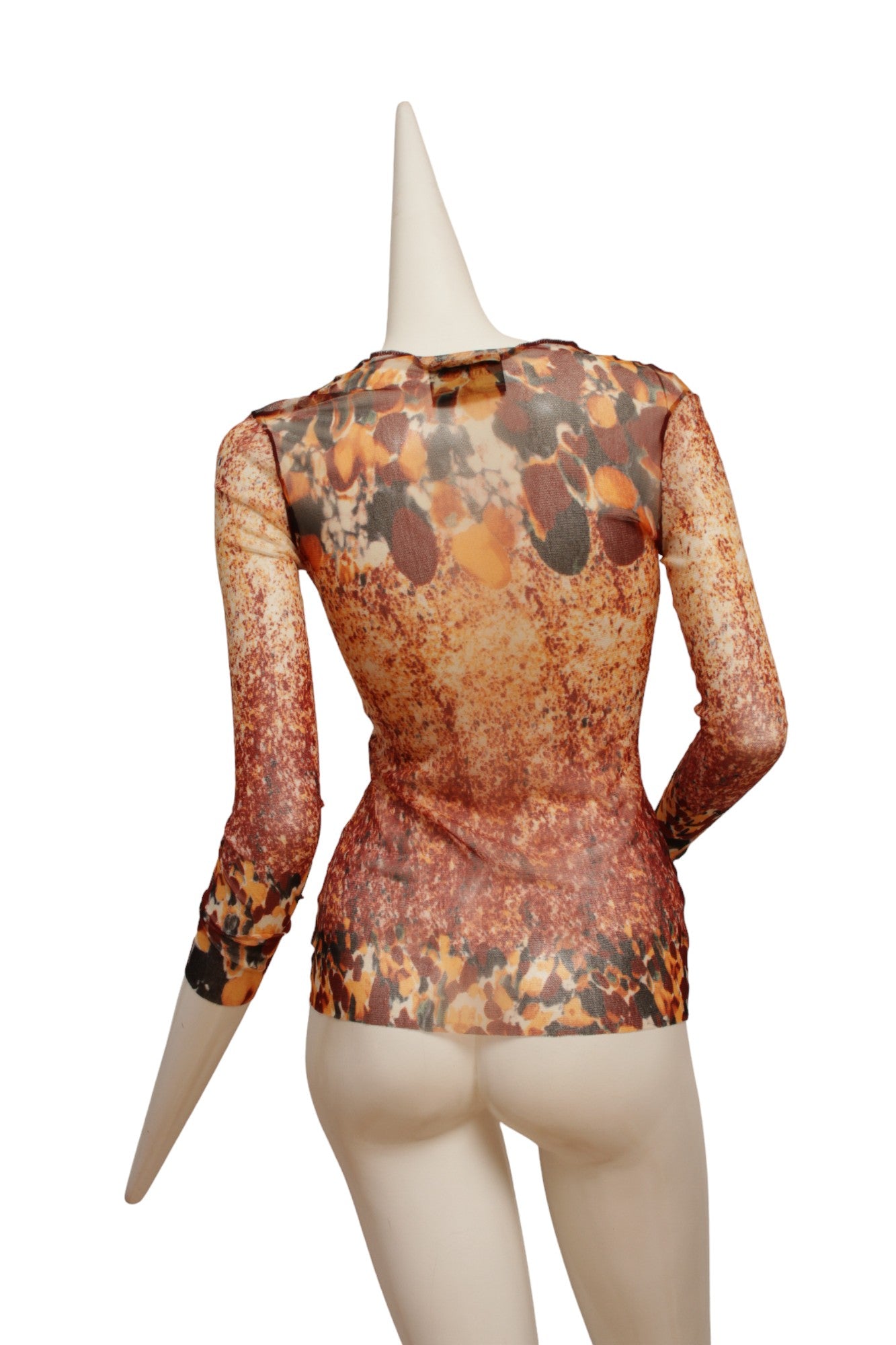 Jean Paul Gaultier Maille Red, Navy, and Orange 90'S Mesh Long Sleeve Shirt