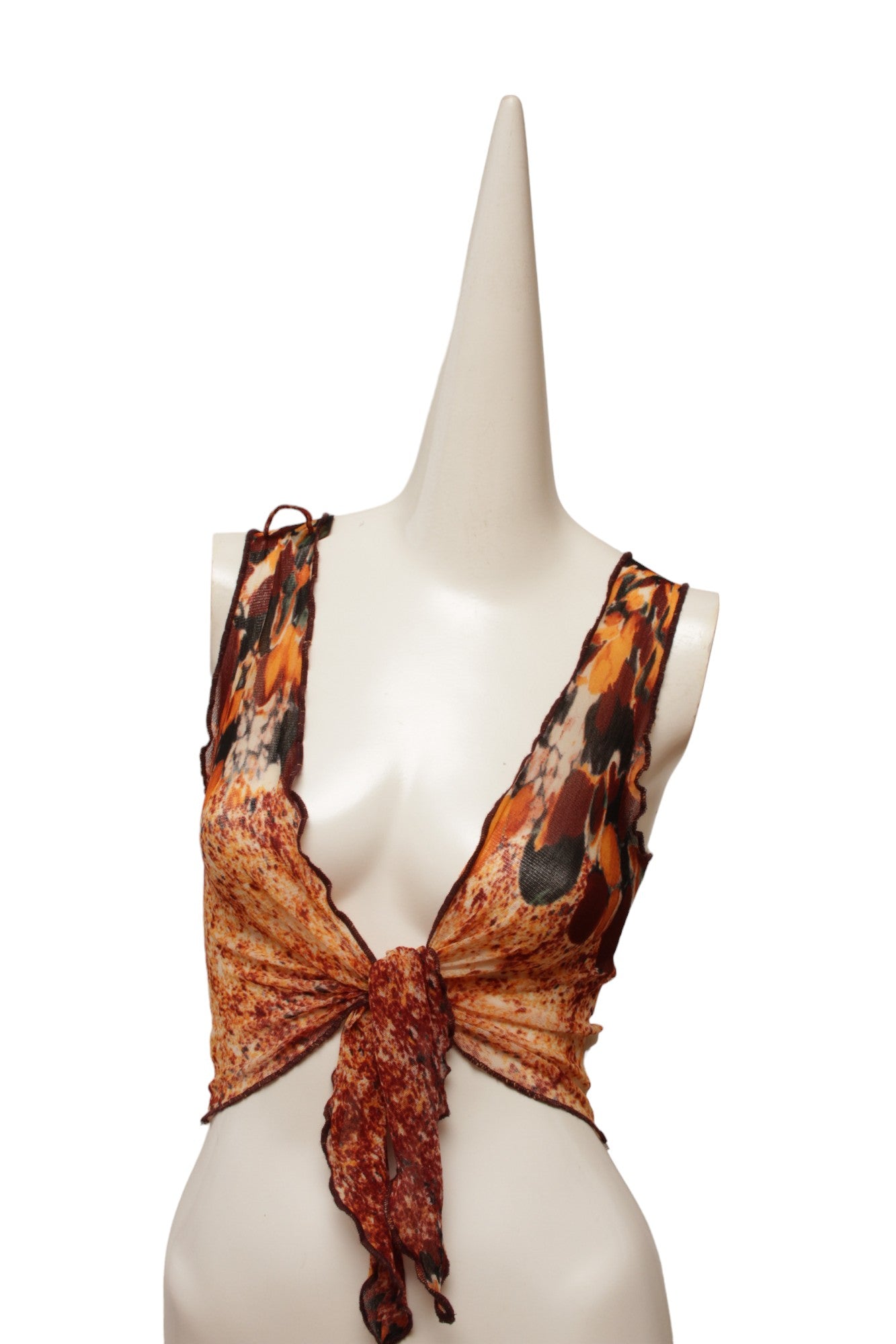 Jean Paul Gaultier Maille Red, Navy, and Orange Mesh and Cream Rib Knit Vest
