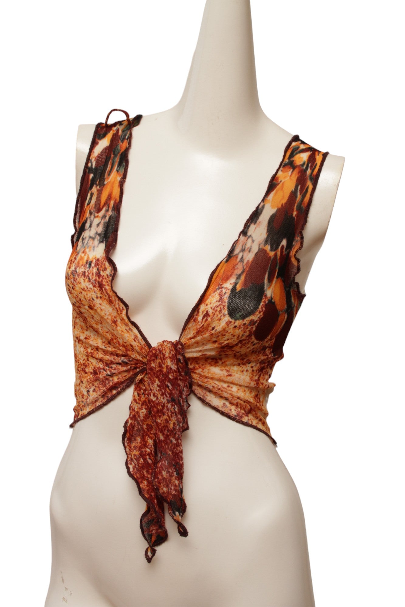 Jean Paul Gaultier Maille Red, Navy, and Orange Mesh and Cream Rib Knit Vest