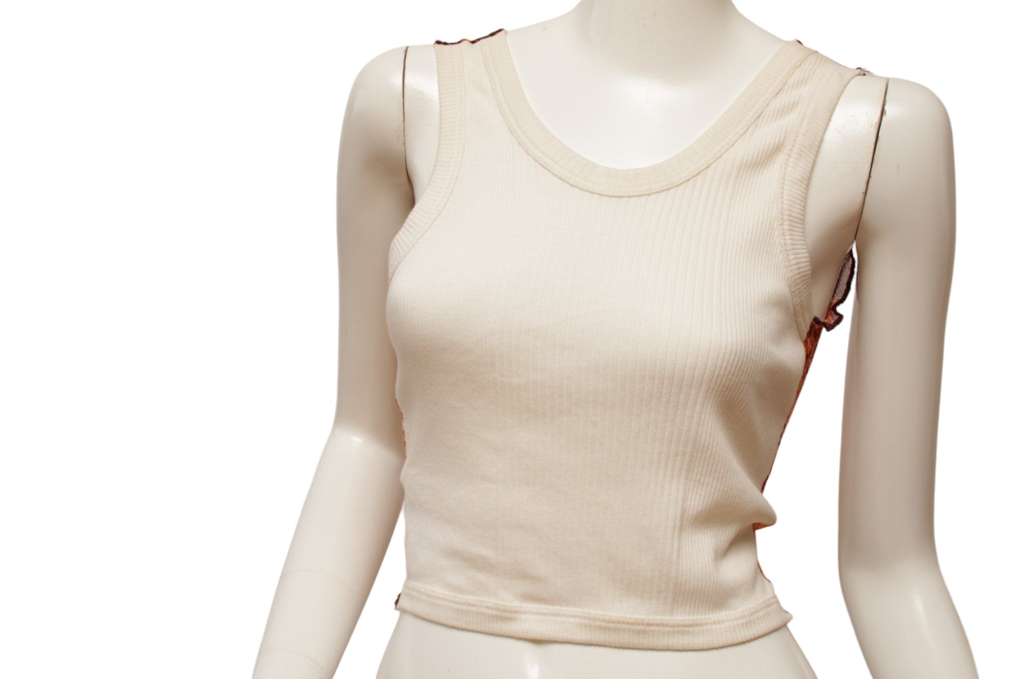 Jean Paul Gaultier Maille Red, Navy, and Orange Mesh and Cream Rib Knit Vest