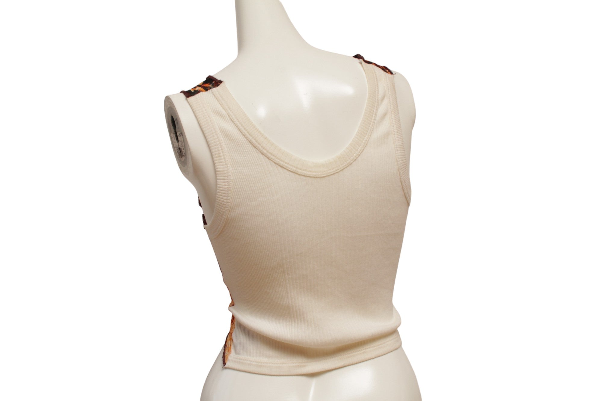 Jean Paul Gaultier Maille Red, Navy, and Orange Mesh and Cream Rib Knit Vest