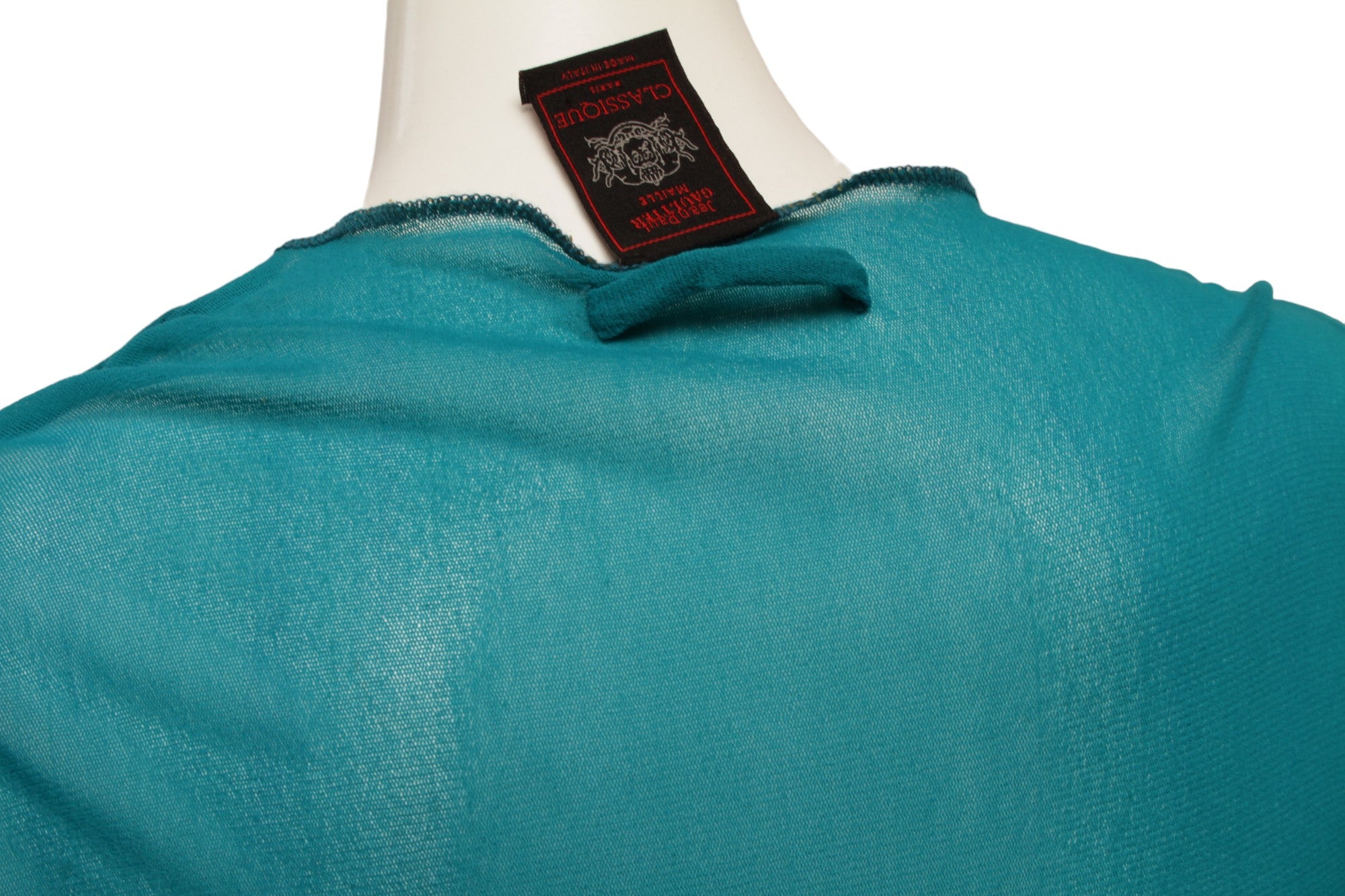 Jean Paul Gaultier Maille Classique Turquoise Long Sleeve Mesh Top