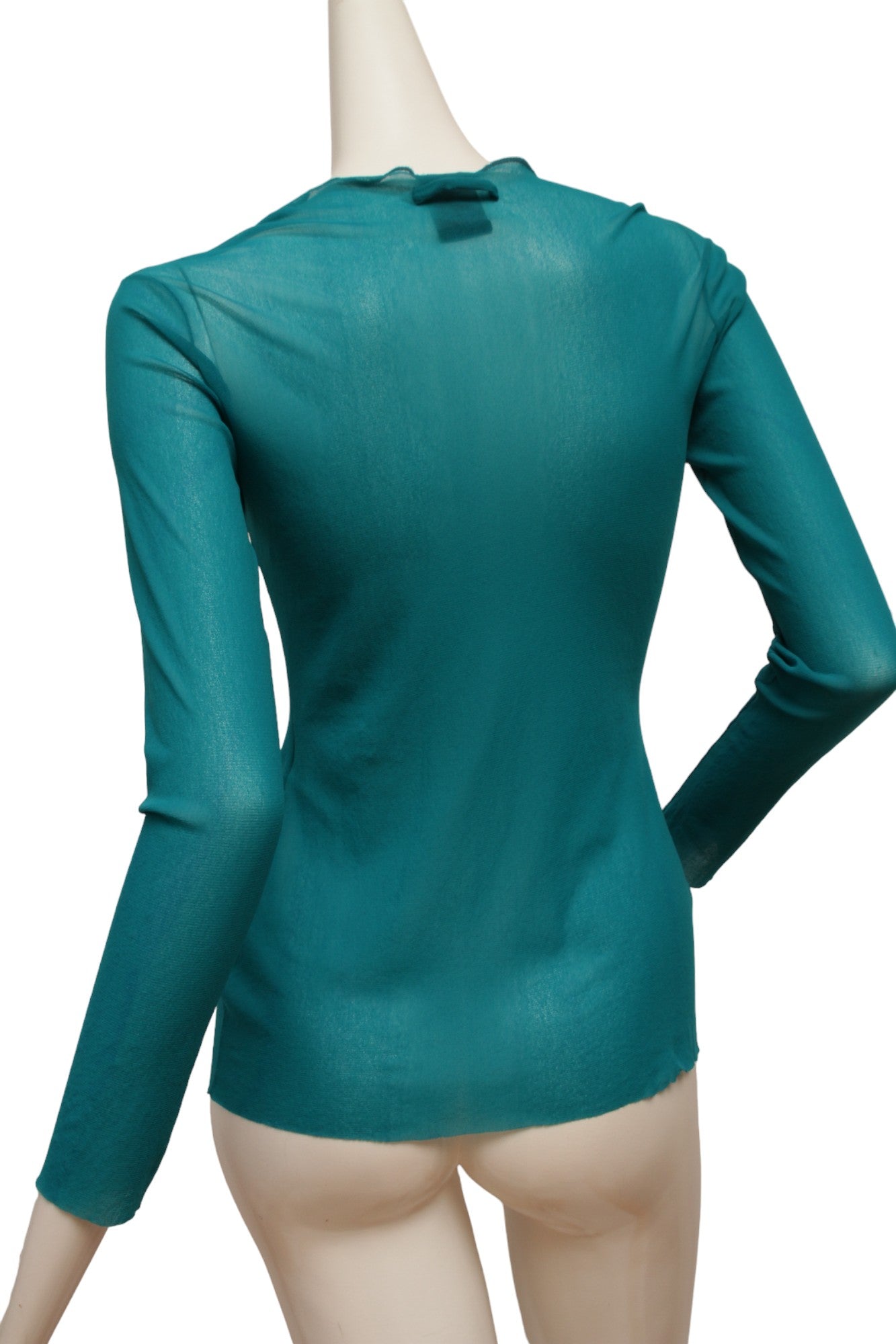 Jean Paul Gaultier Maille Classique Turquoise Long Sleeve Mesh Top