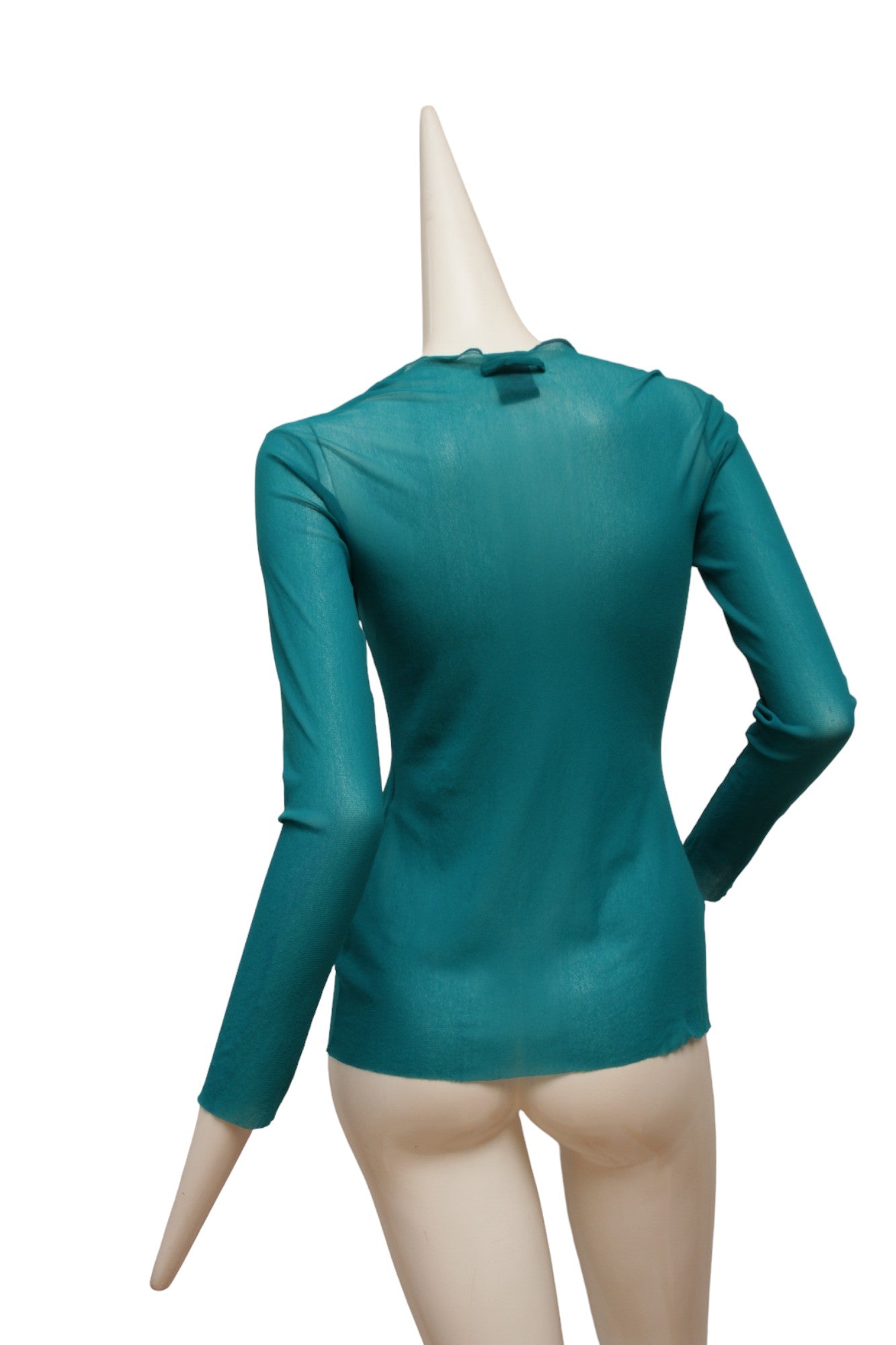 Jean Paul Gaultier Maille Classique Turquoise Long Sleeve Mesh Top