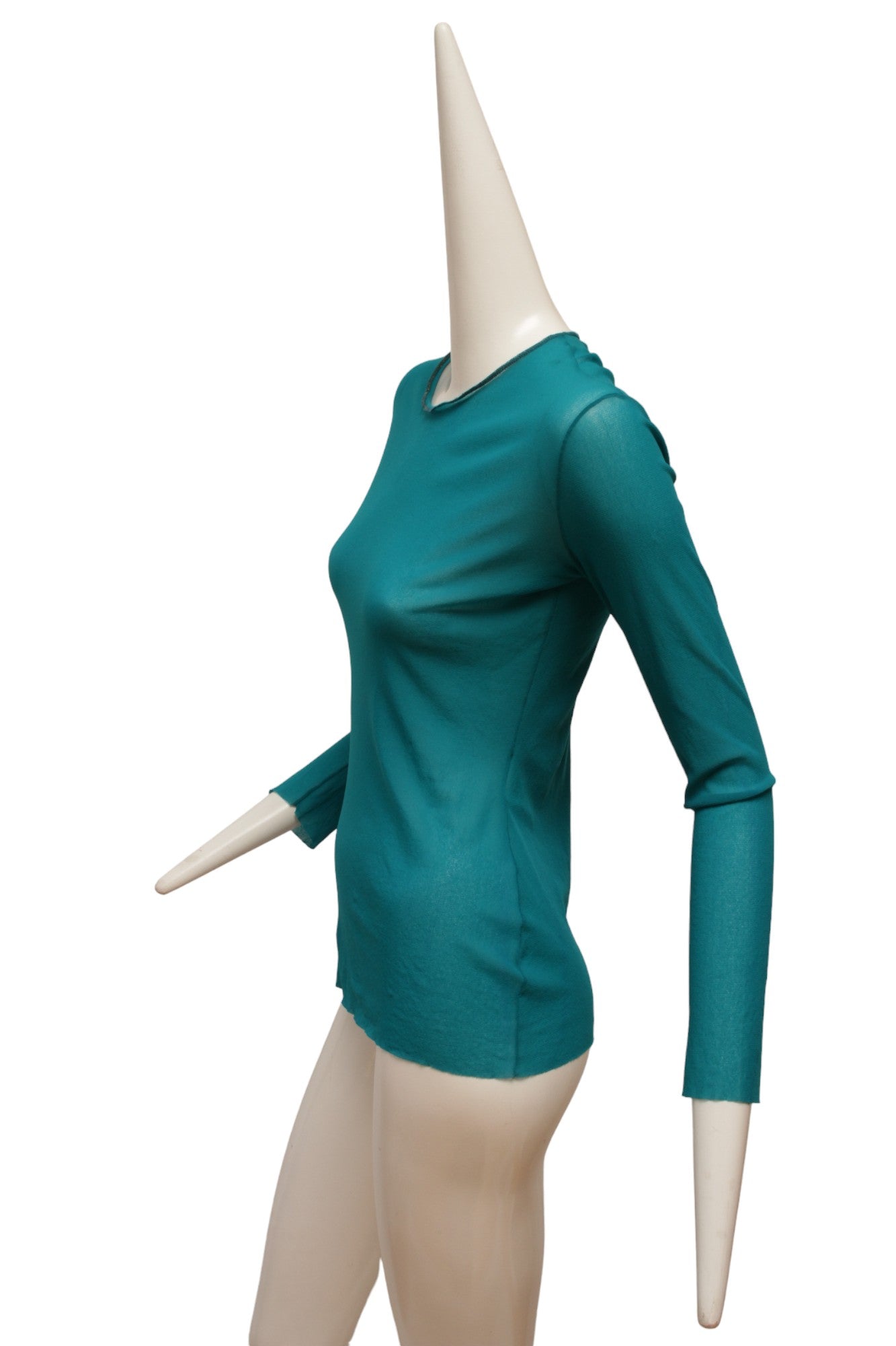 Jean Paul Gaultier Maille Classique Turquoise Long Sleeve Mesh Top