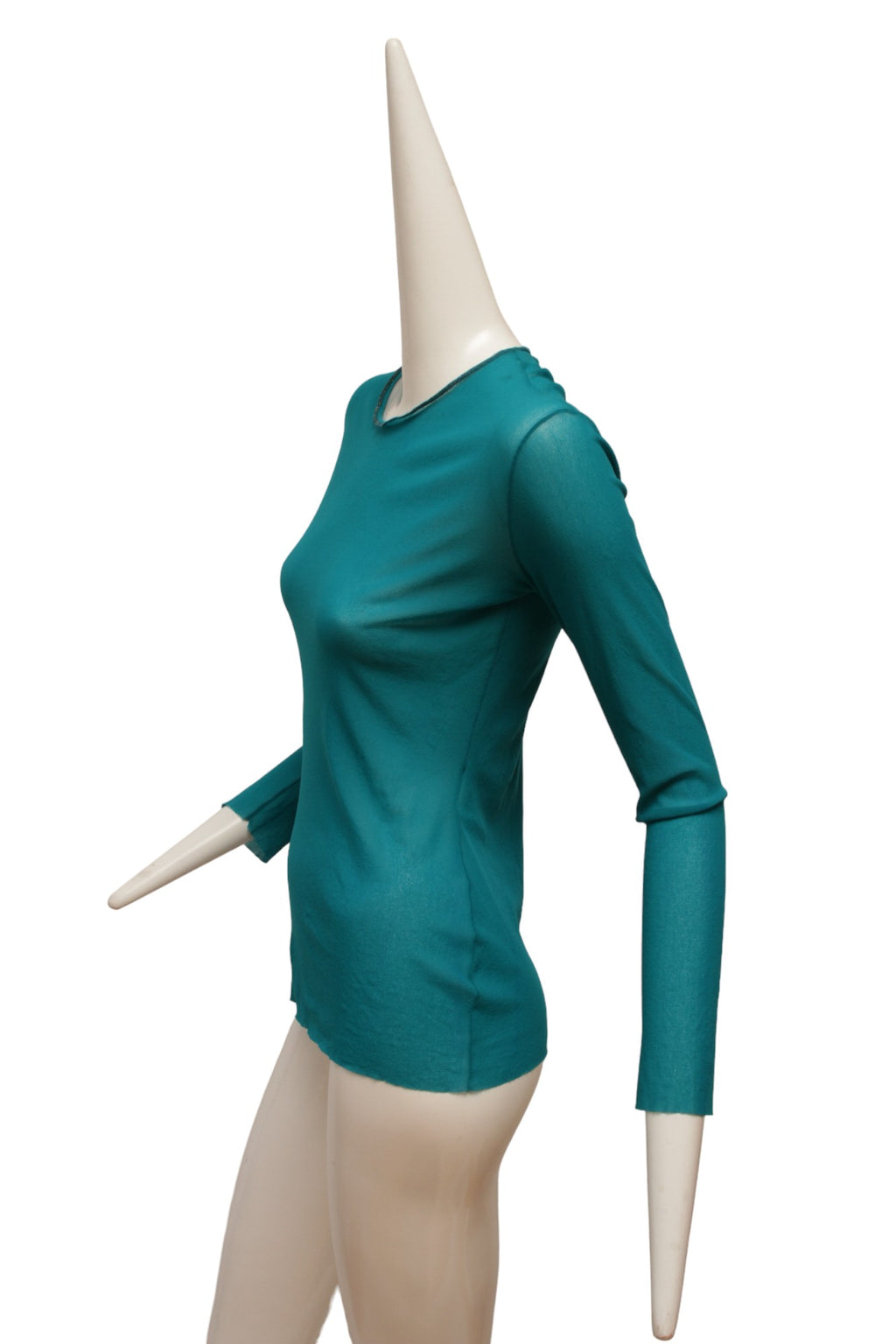 Jean Paul Gaultier Maille Classique Turquoise Long Sleeve Mesh Top