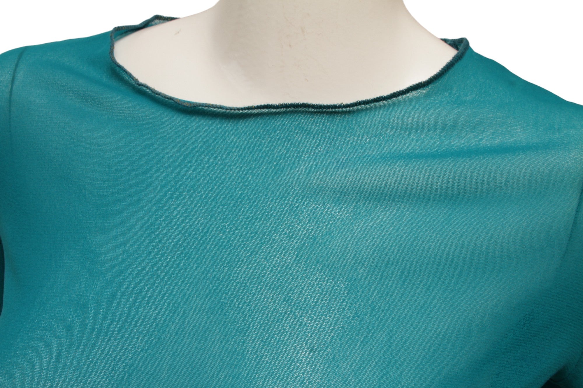 Jean Paul Gaultier Maille Classique Turquoise Long Sleeve Mesh Top