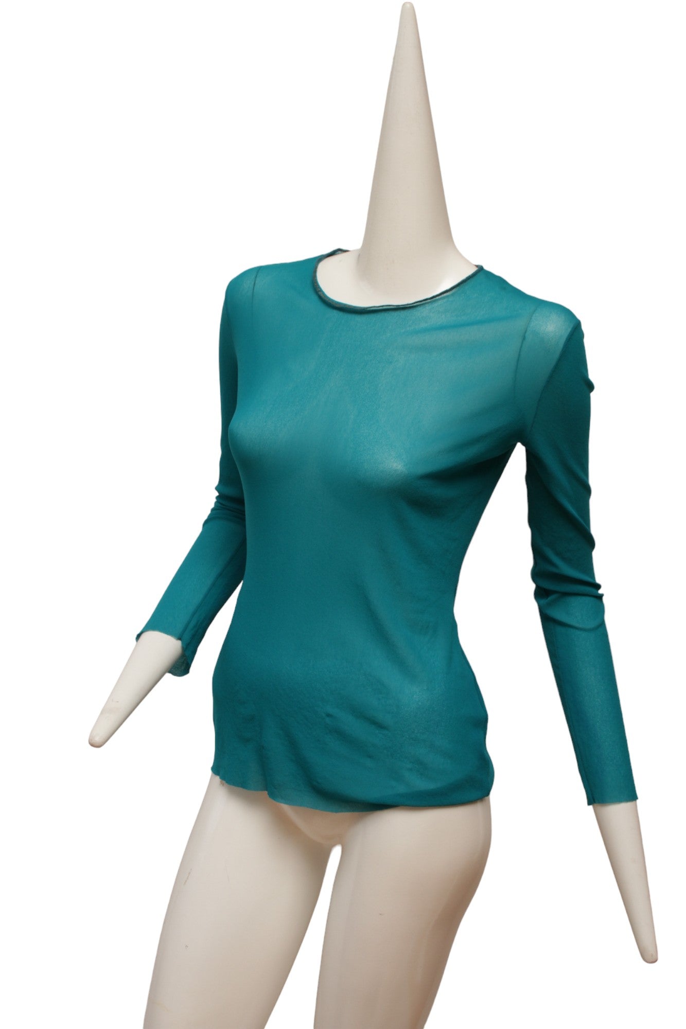 Jean Paul Gaultier Maille Classique Turquoise Long Sleeve Mesh Top